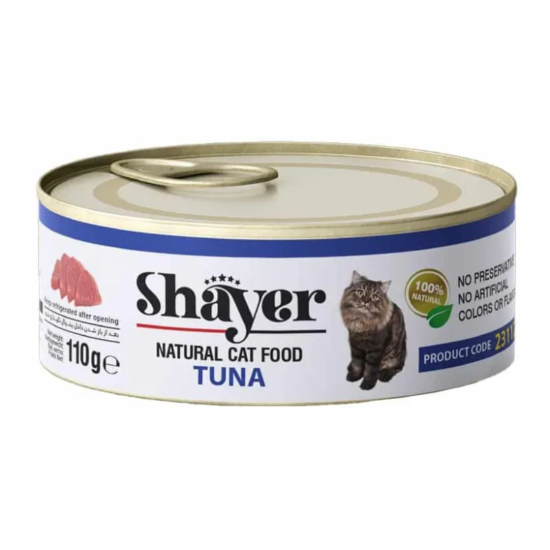 Shayer Natural Canned Adult Wet Cat Food With Tuna In Gravy Flavor