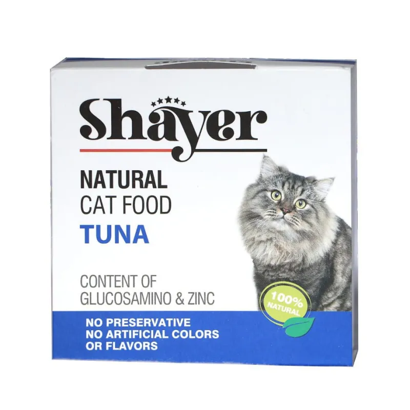 Shayer Natural Canned Adult Wet Cat Food With Tuna In Gravy Flavor