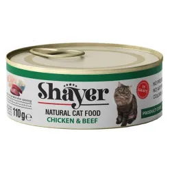 Shayer Natural Canned Adult Wet Cat Food With Chicken &amp; Beef In Gravy Flavor