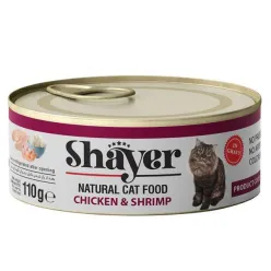 Shayer Natural Canned Adult Wet Cat Food With Chicken &amp; Shrimp In Gravy Flavor