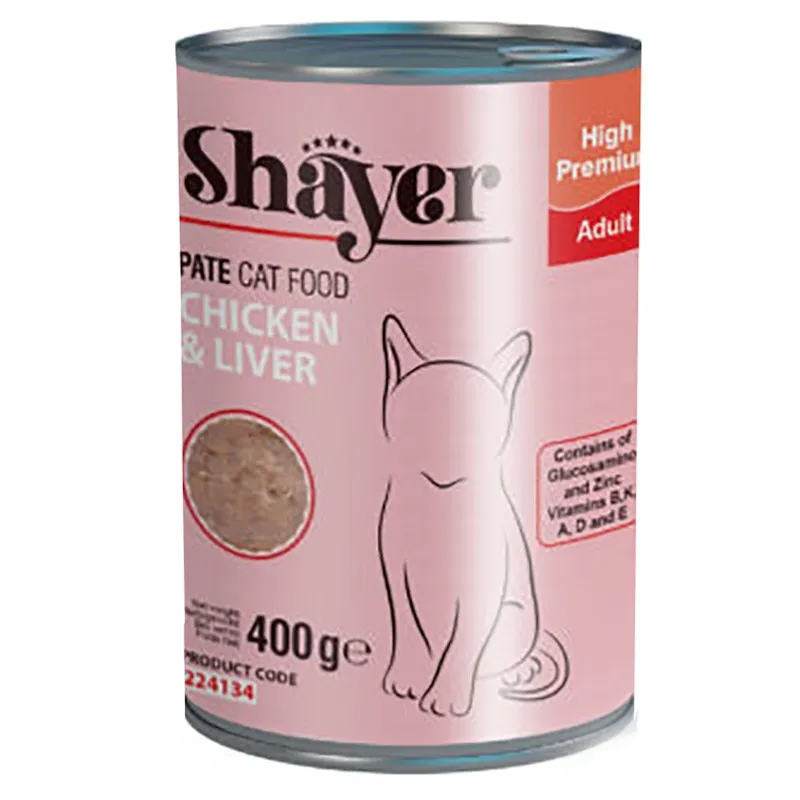 Shayer Pate Canned Adult Wet Cat Food With Chicken &amp; Liver Flavor