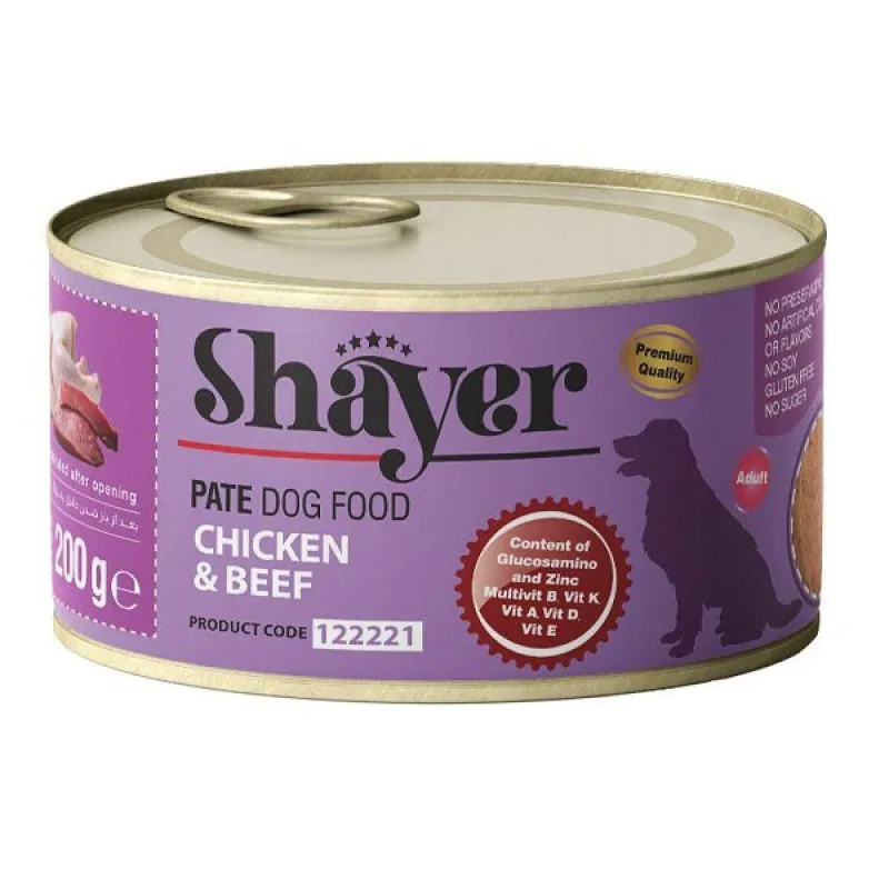 Shayer Canned Adult Wet Dog Food With Chicken &amp; Beef Flavor