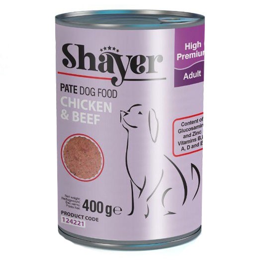Shayer Pate Canned Adult Wet Dog Food With Chicken and Beef