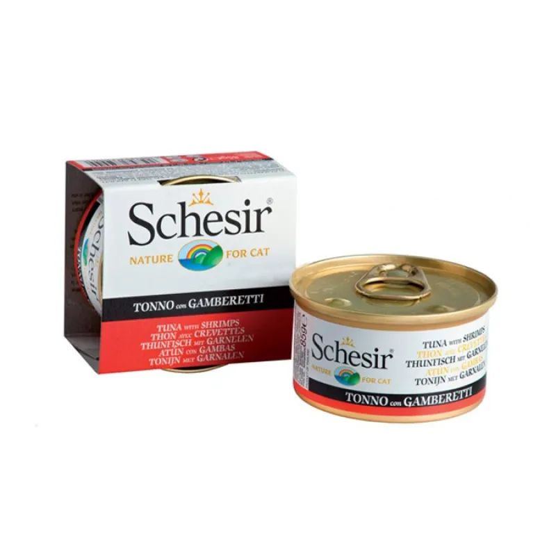 Schesir Canned Wet Cat Food With Tuna &amp; Shrimp In Jelly