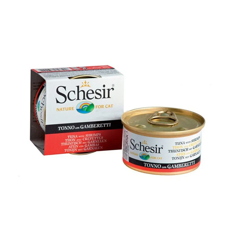 Schesir Canned Wet Cat Food With Tuna &amp; Shrimp In Jelly