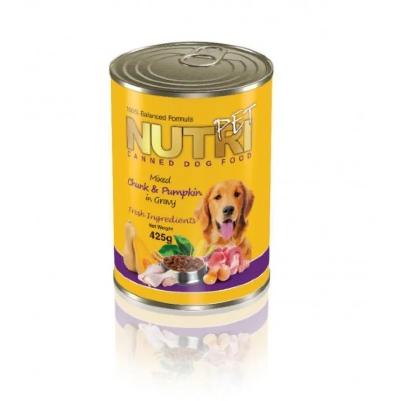 Nutripet Chunks Canned Adult Wet Dog Food With Pumpkin Flavor In Gravy