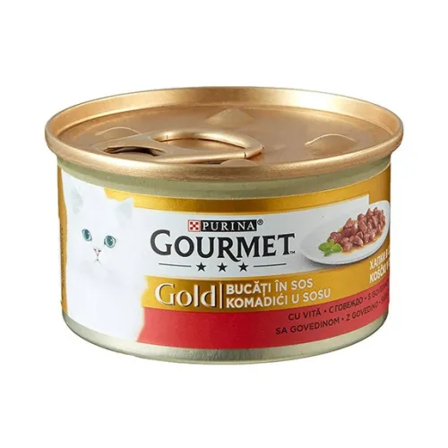 Gourmet Gold Chunks Wet Cat Food With Beef In Gravy 