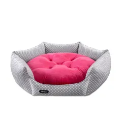 Hexagonal cat and dog bed, size 0, pink &amp; gray color