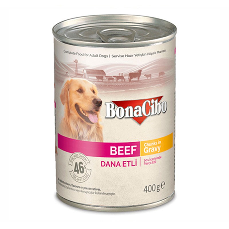  Bonacibo Canned Wet Dog Food With Beef In Gravy 