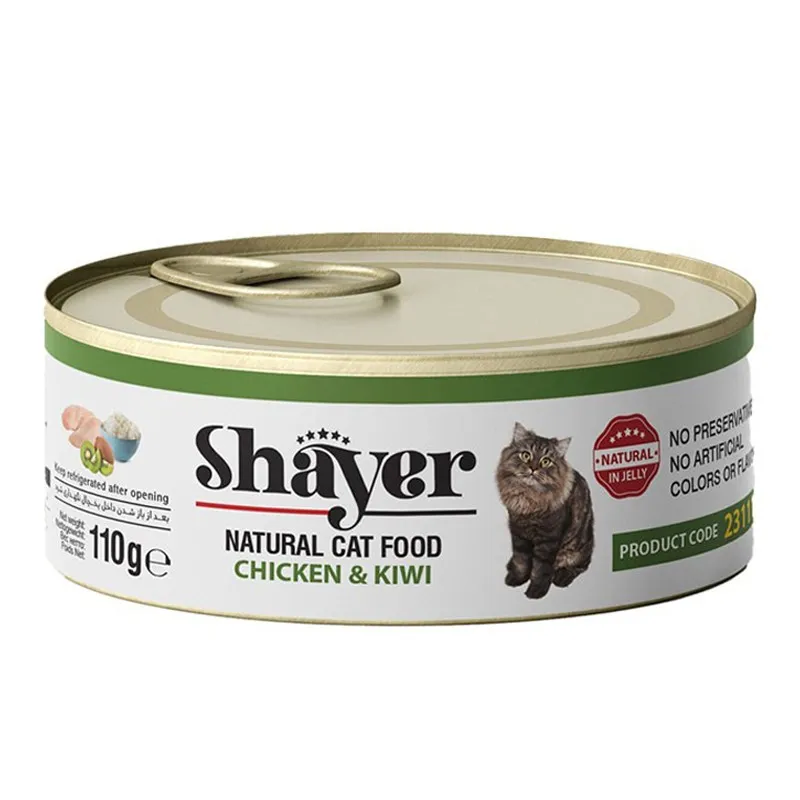 Shayer Natural Canned Adult Wet Cat Food With Chicken &amp; Kiwi Flavor In Gravy Flavor