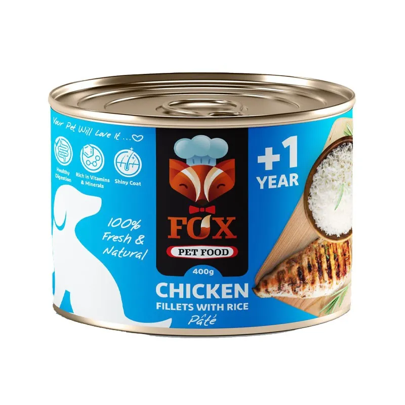 Fox Canned Adult Wet Dog Food With Chicken Fillets &amp; Rice