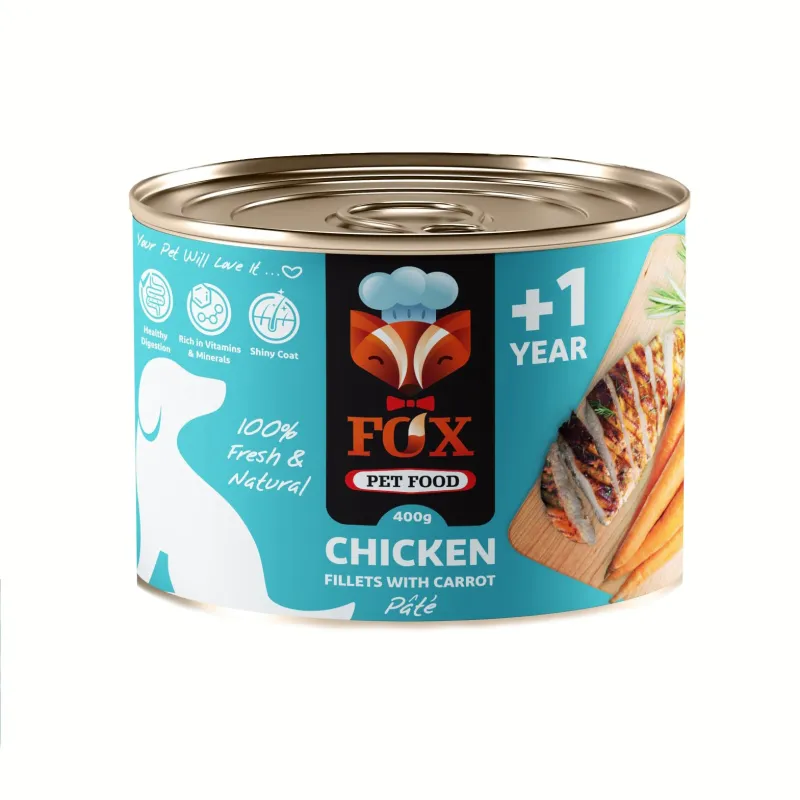 Fox Canned Adult Wet Dog Food With Chicken Fillets &amp; Carrot