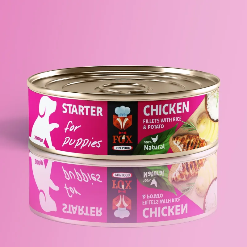   Fox Natural Canned Puppies Wet Food With Chicken Fillets &amp; Potato &amp; Rice Flavor