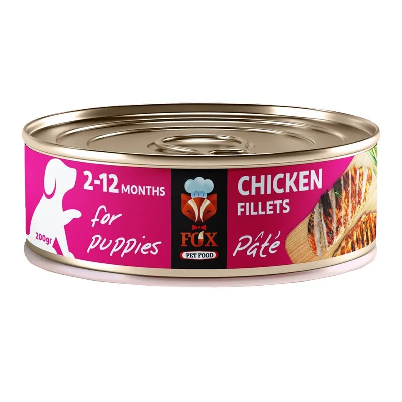   Fox Pate Canned Puppies Wet Food With Chicken Fillets Flavor