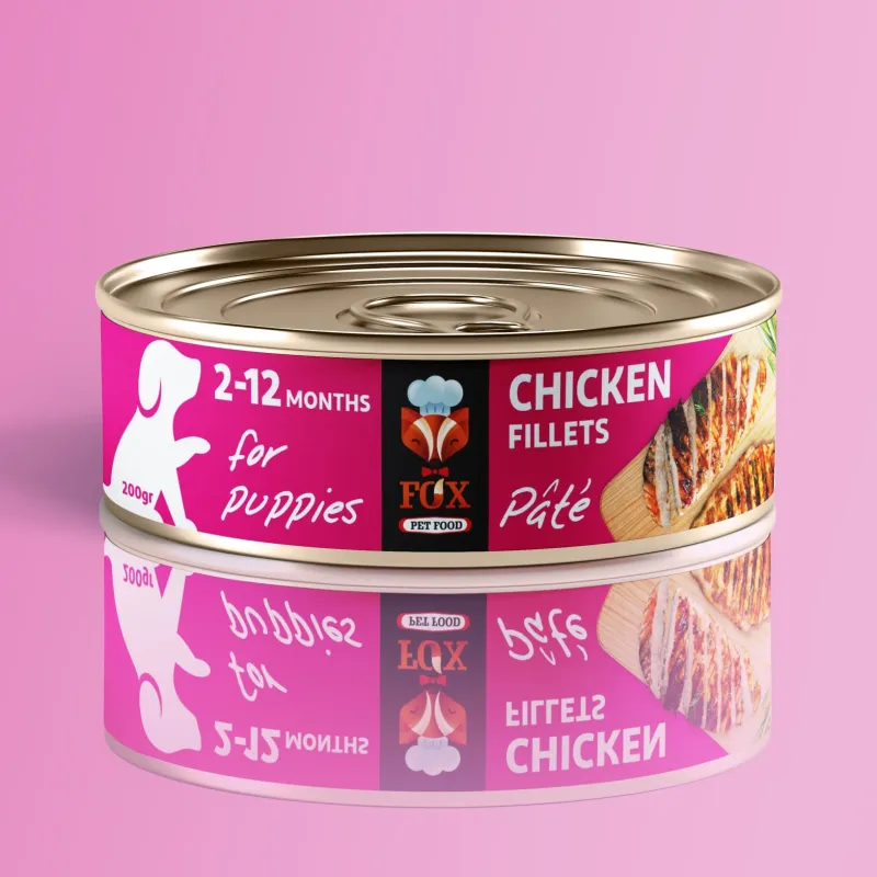   Fox Pate Canned Puppies Wet Food With Chicken Fillets Flavor