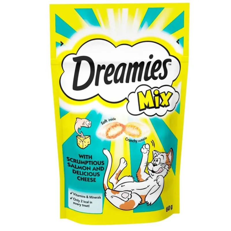 Dreamies Cat Treats Mix with Scrumptious Salmon and Delicious Cheese