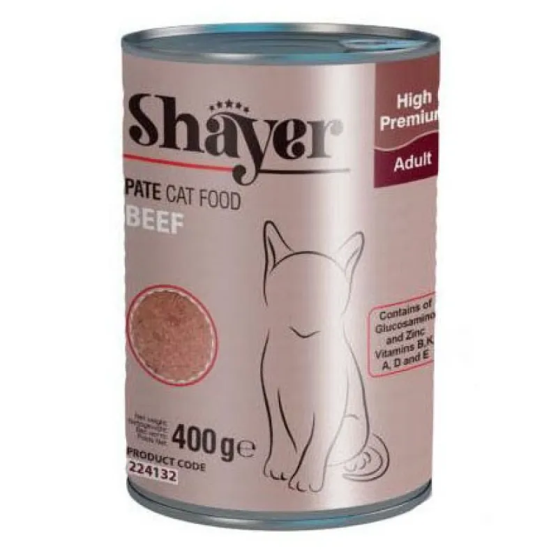 Shayer Pate Canned Adult Wet Cat Food With Beef Flavor