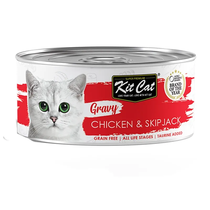 Kit Cat Gravy Chicken &amp; Skip Jack Canned Cat Food