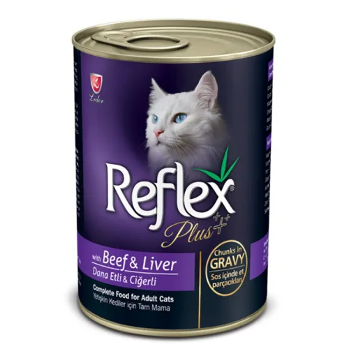 Reflex Plus Canned Adult Wet Cat Food With Beef &amp; Liver Flavor In Gravy