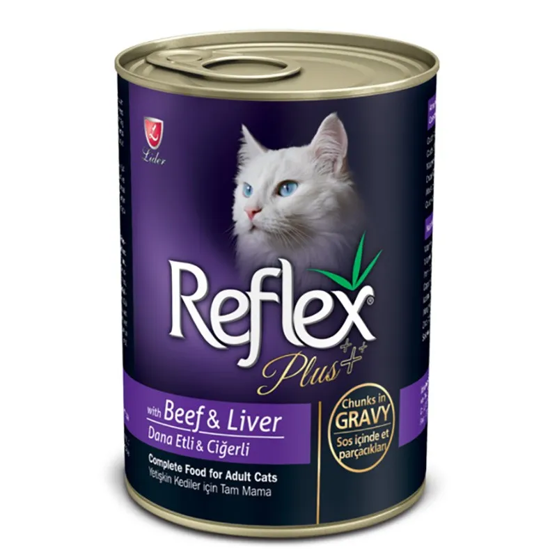 Reflex Plus Canned Adult Wet Cat Food With Beef &amp; Liver Flavor In Gravy