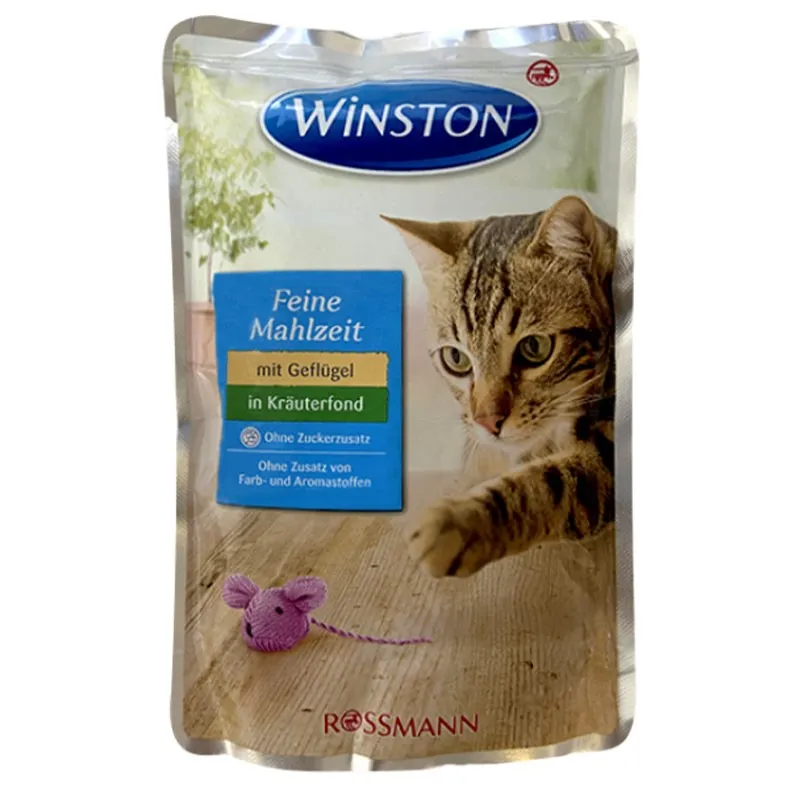 Winston Pouch Adult Wet Cat Food With Poultry In Vegetable Sauce