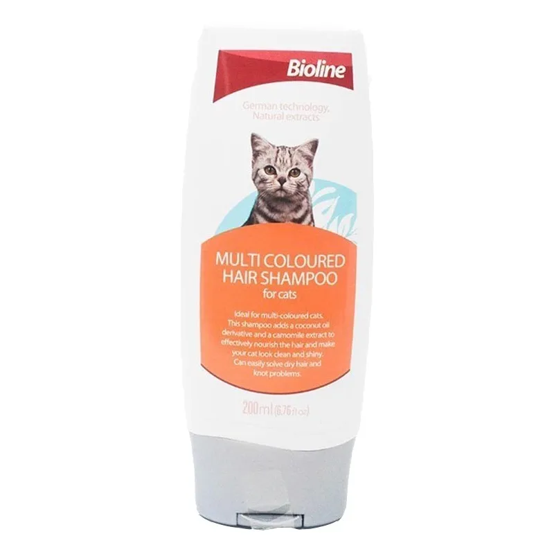 Bioline Multi Colored Hair Cat Shampoo with Chamomile Extract &amp; coconut Oil