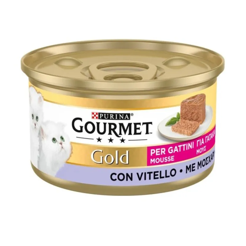 Gourmet Gold Mousse Canned Kitten Wet Food With Veal Flavor