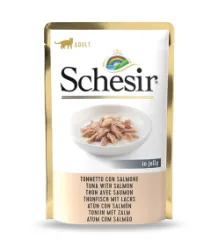 Schesir Pouch Adult Wet Cat Food With Salmon And Tuna In Jelly