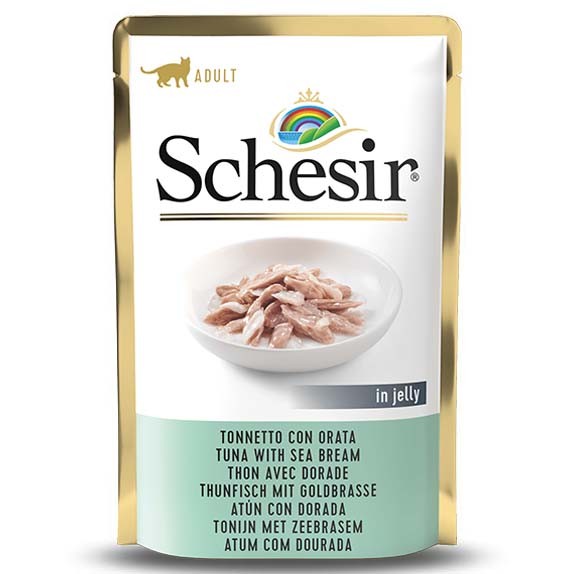 Schesir Pouch Adult Wet Cat Food With Tuna &amp; Sea Bream In Jelly