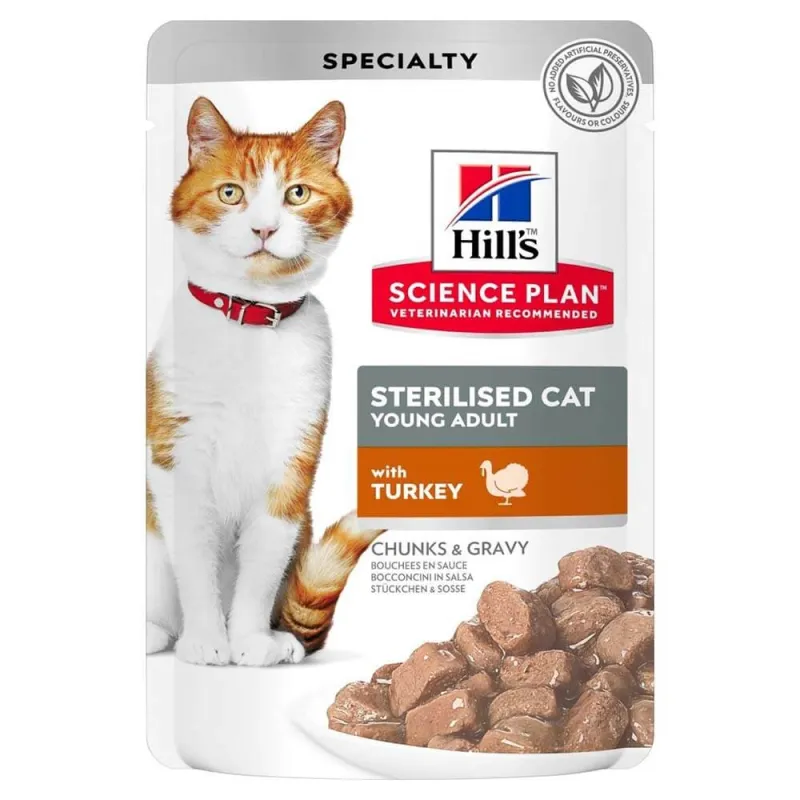 Hills Sterilised Pouch Adult Wet Cat Food With Turkey Flavor In Gravy