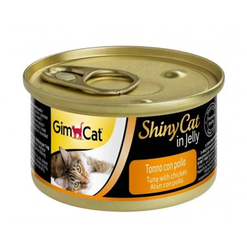 Gimcat Shiny Canned Adult Wet Cat Food With Chicken &amp; Tuna Fish Flavor In Jelly