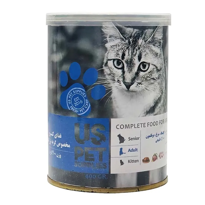 Us Pet Canned Adult Wet Cat Food With Calf ، Chicken &amp; Turkey Flavor