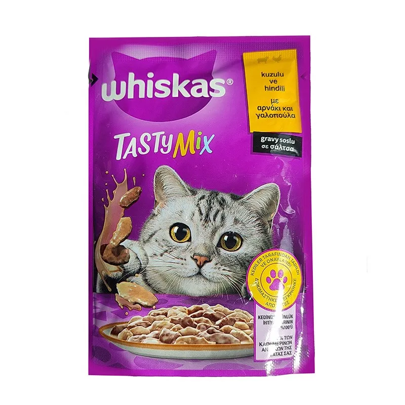 Whiskas Tasty Pouch Adult Wet Cat Food With Lamb &amp; Turkey Flavor In Gravy