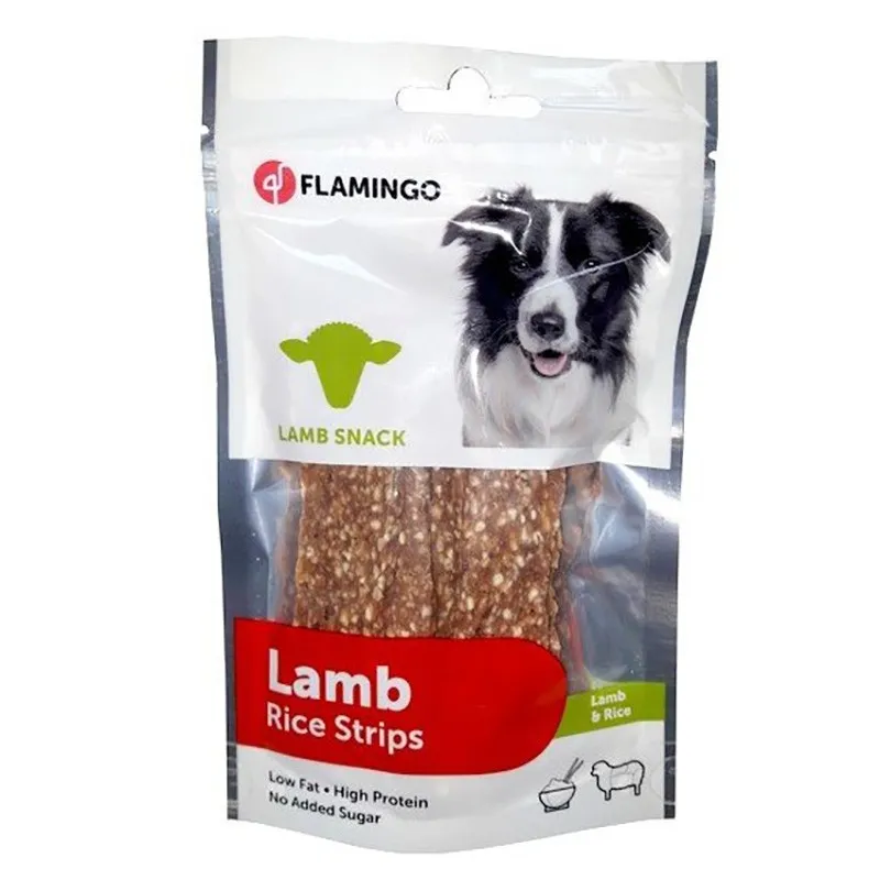 Flamingo Dog Strips Treat With Lamb &amp; Rice Flavor