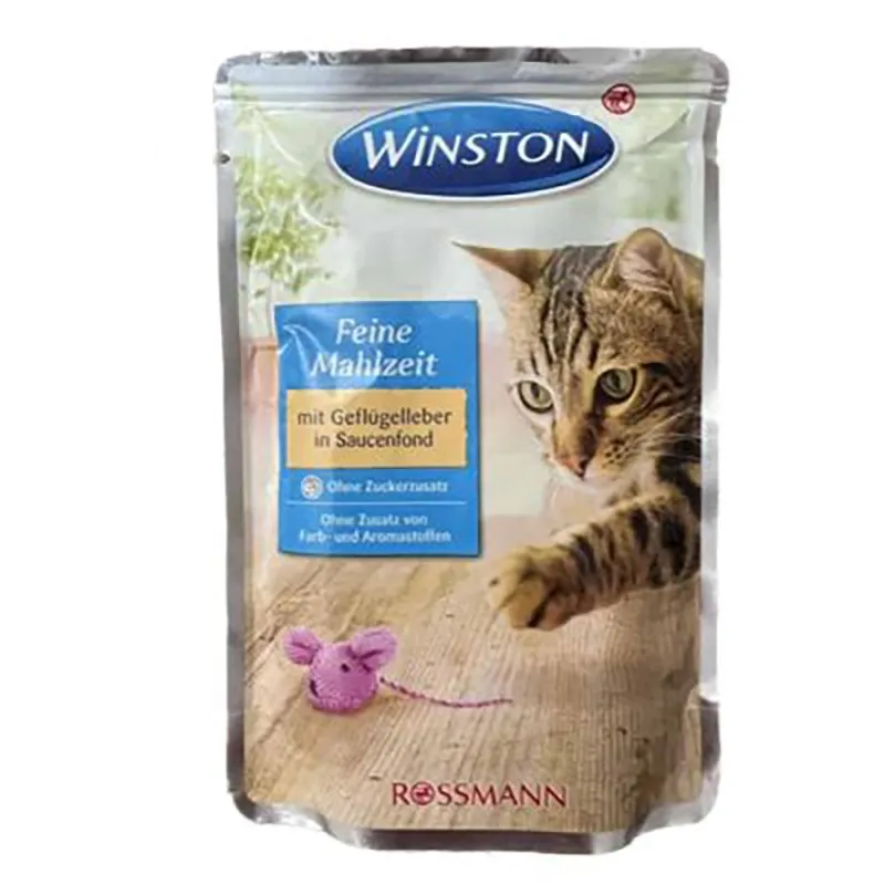 Winston Pouch Adult Wet Cat Food With Calf &amp; Turkey Flavor In Gravy