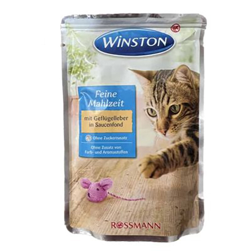 Winston Pouch Adult Wet Cat Food With Calf &amp; Turkey Flavor In Gravy