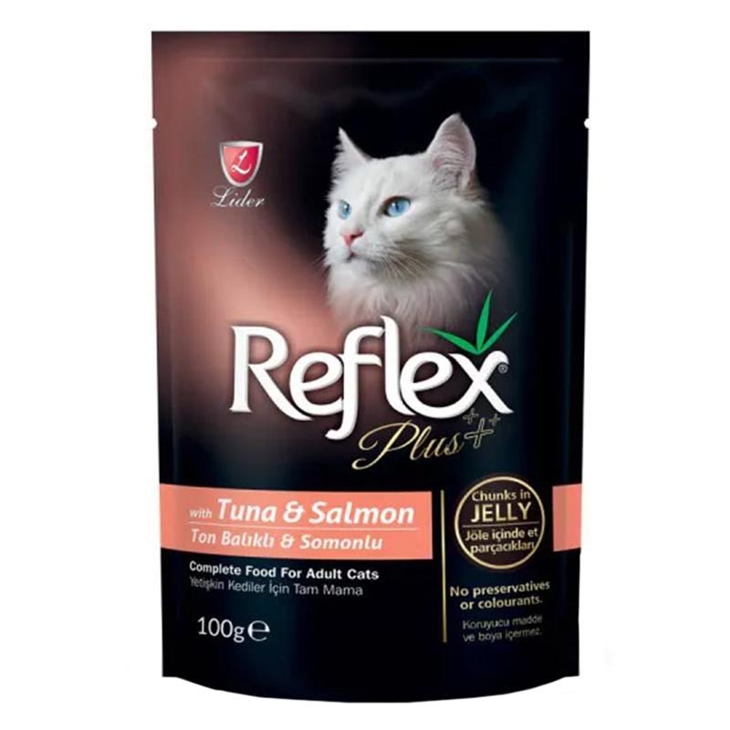 Reflex Plus Pouch Adult Wet Cat Food With Tuna Fish &amp; Salmon Fish Flavor In Jelly