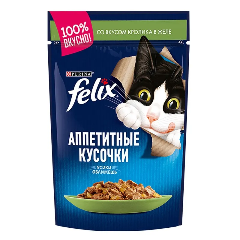 Felix Adult Pouch Wet Cat Food With Rabbit In Jelly