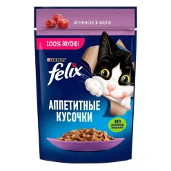 Felix Adult Pouch Wet Cat Food With Lamb In Jelly