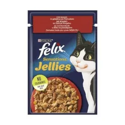 Felix Pouch Adult Wet Cat Food With Beef &amp; Tomato Flavor In Jelly