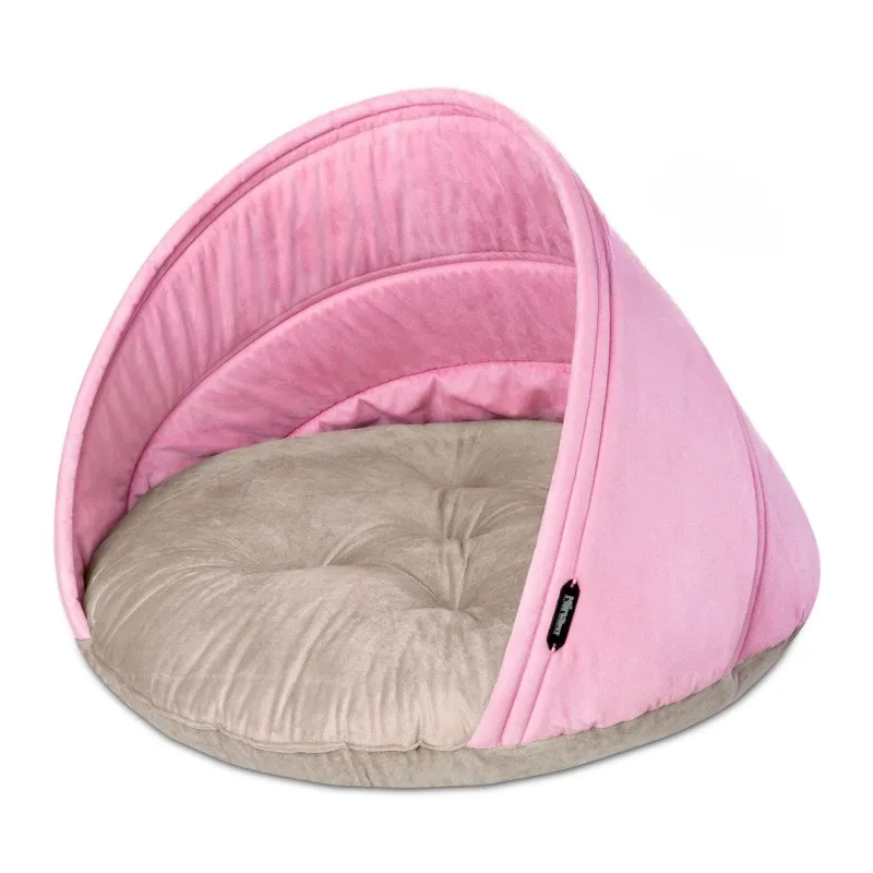 Pink Dogs &amp; Cats Round Bed, Size 1