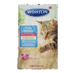 Winston Pouch Wet Cat Food With Salmon In Cream Gravy