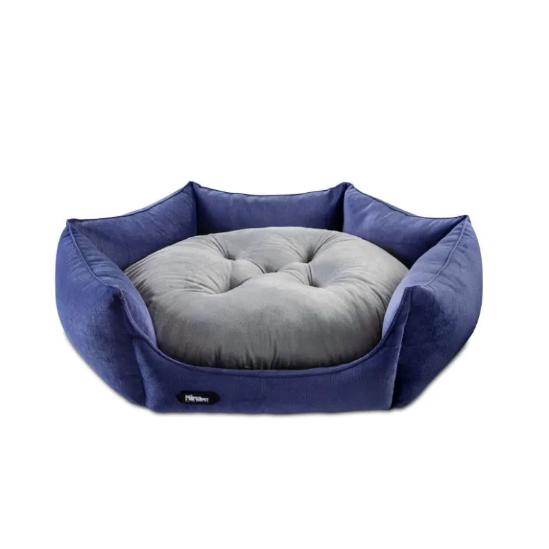 Hexagonal cat and dog bed, size1,gray &amp; navy blue color