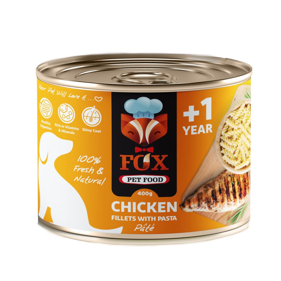 Fox Canned Adult Wet Dog Food With Chicken Fillet &amp; Pasta