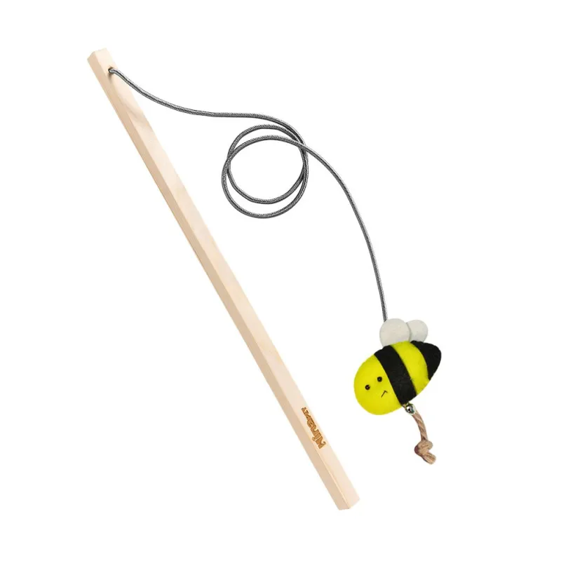 Cat Play Stick With Handmade Bee Doll