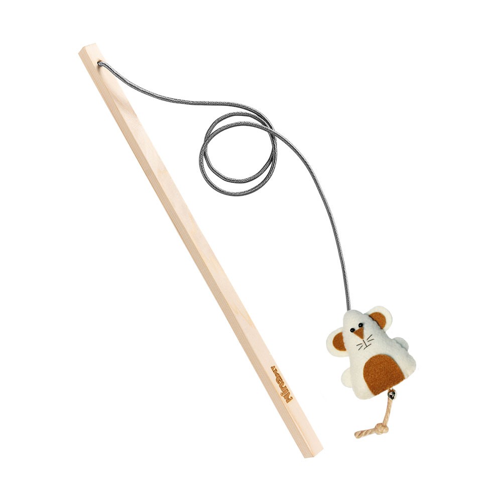 Cat Play Stick With Handmade Mouse Doll