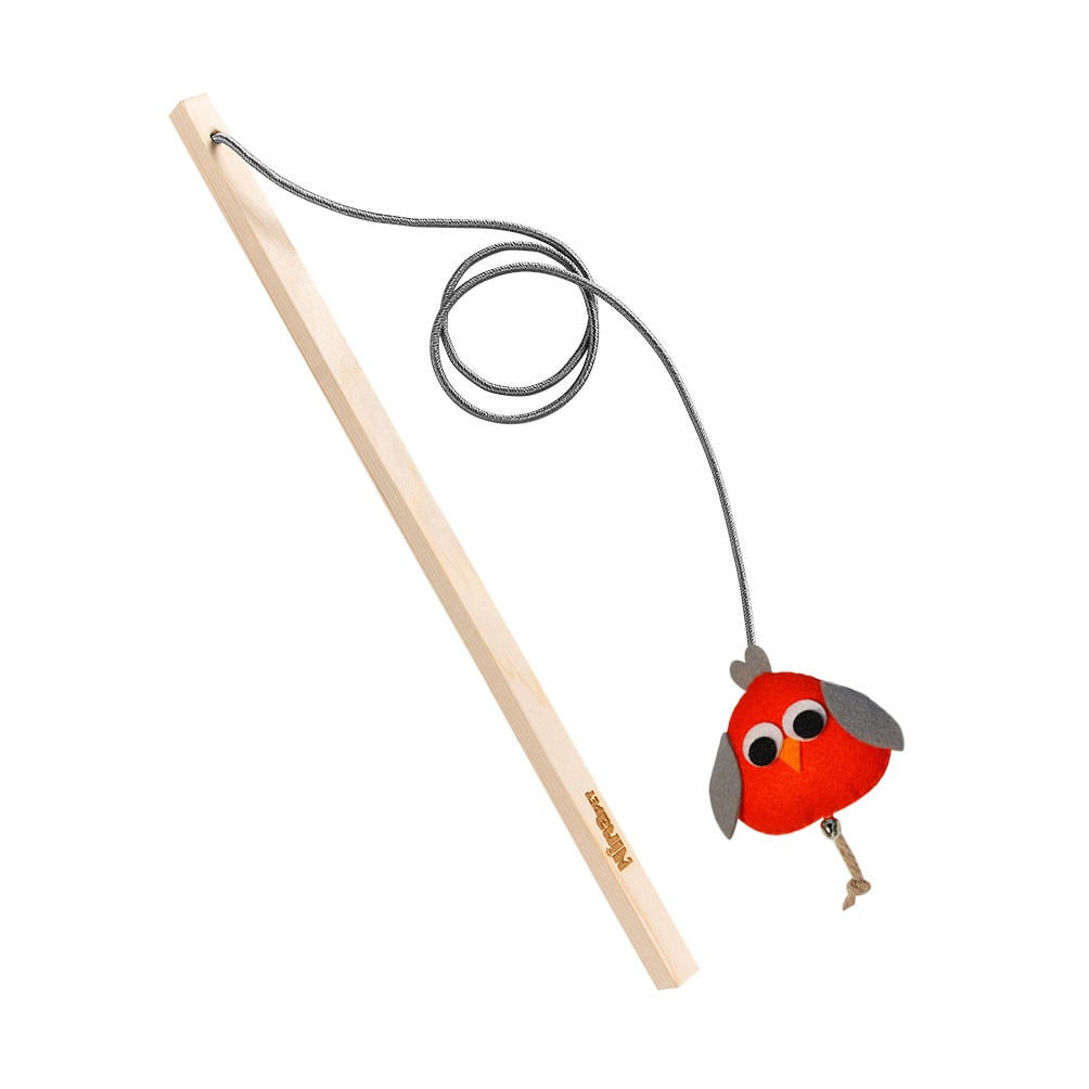 Cat Play Stick With Handmade Bird Doll