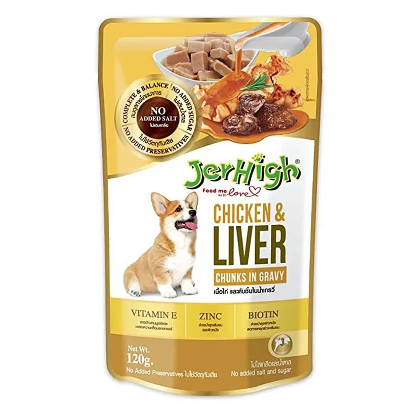 Jerhigh Pouch Adult Wet Dog Food With Chicken And Liver In Gravy