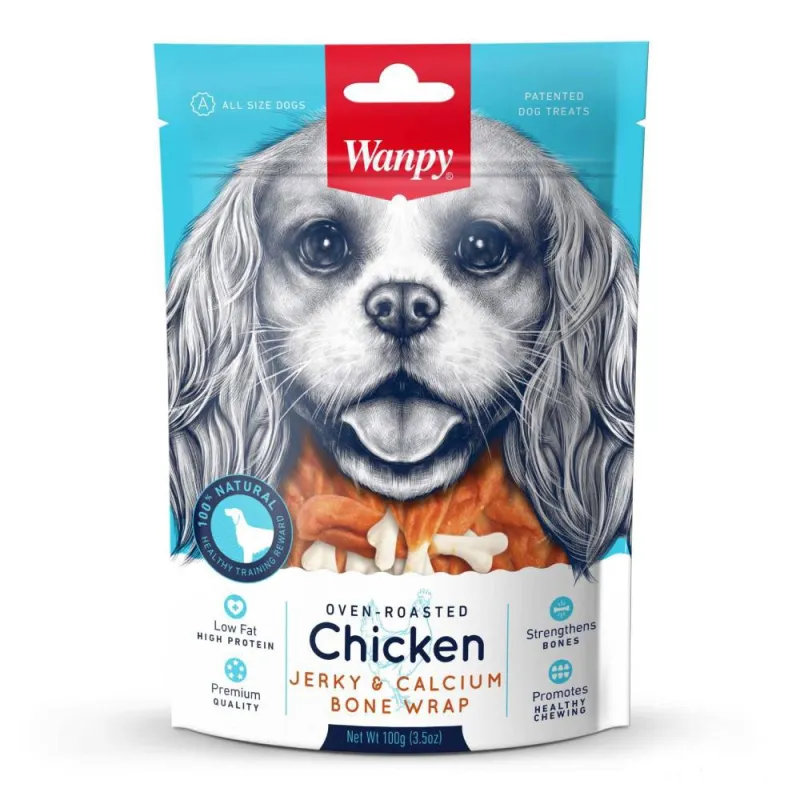 Wanpy Jerky &amp; Calcium Bone Wrap Dog Treat With Chicken Flavor