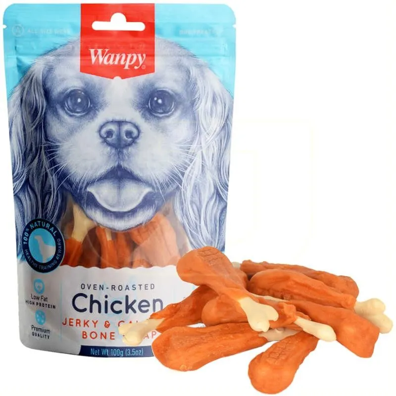 Wanpy Jerky &amp; Calcium Bone Wrap Dog Treat With Chicken Flavor